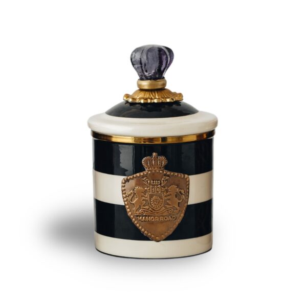 Enamel Canister - Black/Ivory Stripe