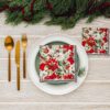 Poinsettia & Pomegranate Napkins - Cocktail - Image 3